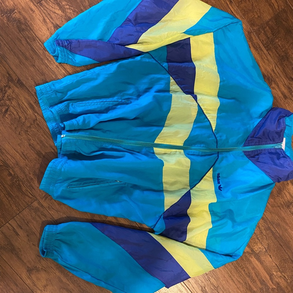 Adidas Blue and Yellow Windbreaker
